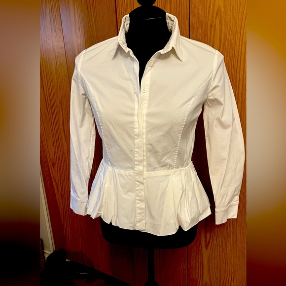 Carolina Herrera White Cotton Blouse with Peplum waist - Picture 1 of 5